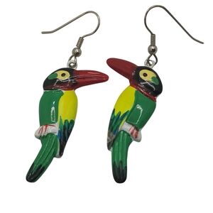 Cute Hand painted Vintage Parrot Earrings